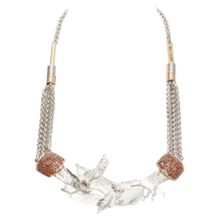 TOGA ARCHIVES collana corta in argento Eagles red crystal studs chain