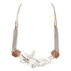 TOGA ARCHIVES silver Eagles red crystal studs chain short necklace