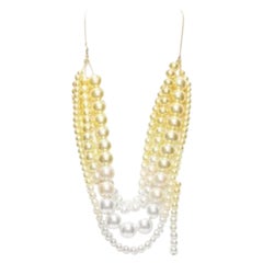 TOGA ARCHIVES yellow white ombre tiered faux pearl statement necklace