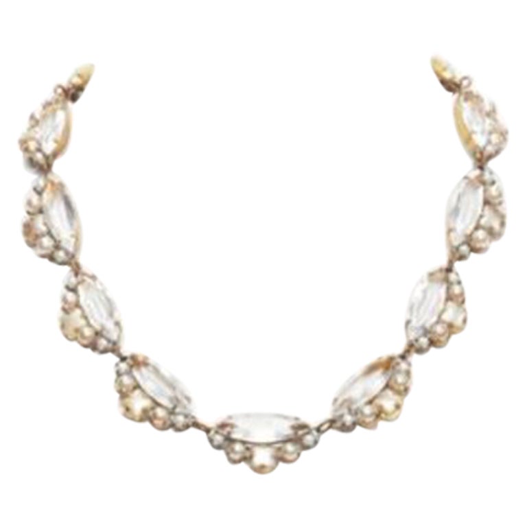 rare MEADHAM KIRCHHOFF Lilien Czech Runway crystal pearl studs necklace