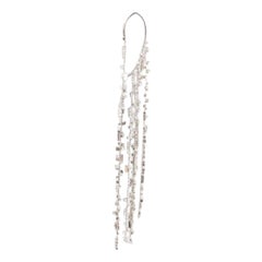 OFF WHITE crystal chandelier silver metal clip on ear cuff single