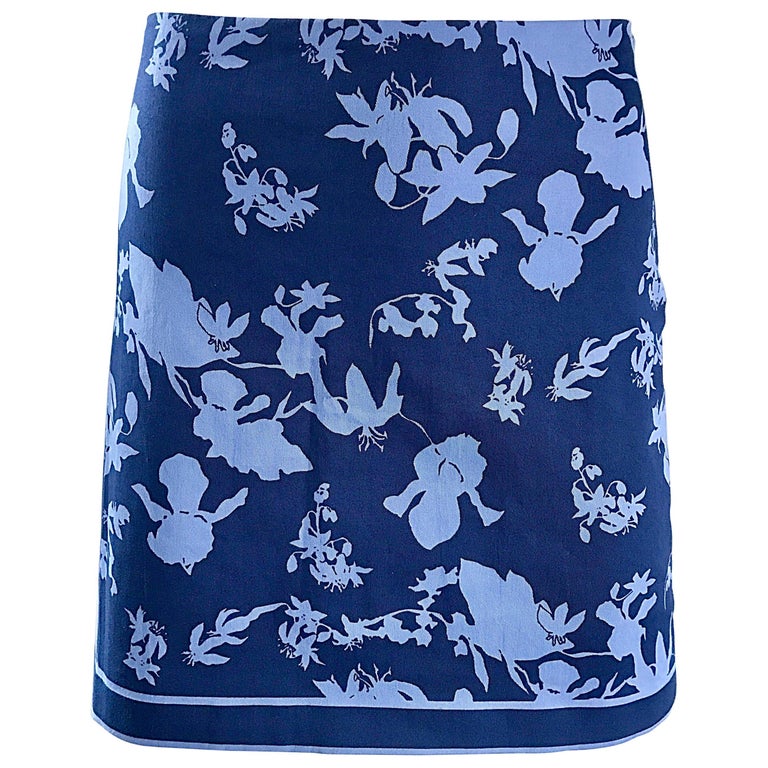 Louis Vuitton Nautical Print Asymmetrical Pleat Skirt Blue. Size 36