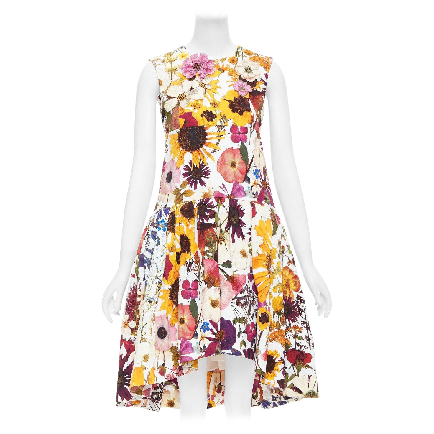 OSCAR DE LA RENTA 2021 floral embellished cloque bubble dress US0 XS For Sale