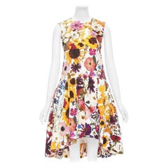 OSCAR DE LA RENTA 2021 vestido de burbujas de cloque con adornos florales US0 XS