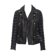 MONCLER Souci Giubbotto nero in pelle d'oca imbottito in pelle d'oca Sz 1 S
