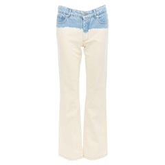 DRIES VAN NOTEN 2023 Cremeblaue ombre dip dye breite Jeans mit mittlerer Taille 27"2