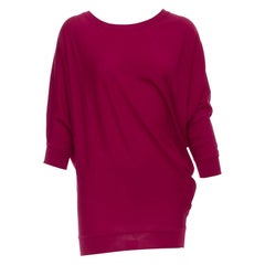 ALEXANDER MCQUEEN Himbeerroter asymmetrischer Pullover aus 100 % Wolle mit asymmetrischem Vorhang M