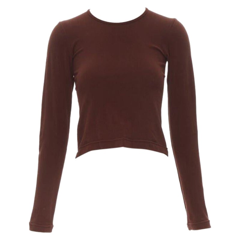 COMME DES GARCONS 1997 Lumps Bumps brown nylon blend crew neck knit cropped top For Sale