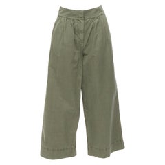 J.CREW COLLECTION 100% washed green cotton pleat front wide safari pants US0 XS