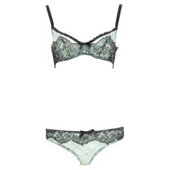 AGENT PROVOCATEUR Ensemble culotte soutien-gorge dentelle vert menthe noeud noir FR90C