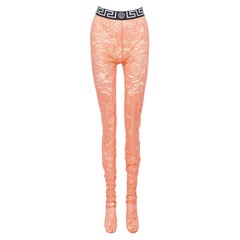 VERSACE Underwear Medusa Greca tailleur bande de dentelle florale orange M