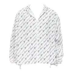 VERSACE Gianni Signature white black nylon hooded windbreaker jacket IT50 L