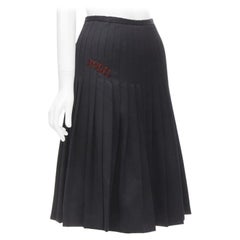 DSQUARED2 red ANGEL embroidery black pleated flared knee length skirt IT38 XS