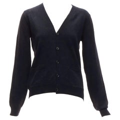 Dries van Noten, cardigan nero con bottoni in 100% lana merino, L.