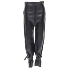 BOTTEGA VENETA 2020 Signature Triangle buckle tied cuff leather pants FR36 S