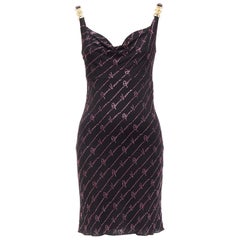 VERSACE Gianni Signature black pink crystal Medusa mini dress IT38 XS