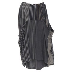 COMME DES GARCONS 1980er Jahre Vintage Grauer gestreifter, drapierter Rock mit Streifen