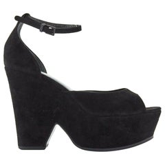 Celine Phoebe Philo in pelle scamosciata nera con zeppa e polsini alla caviglia EU36 US6