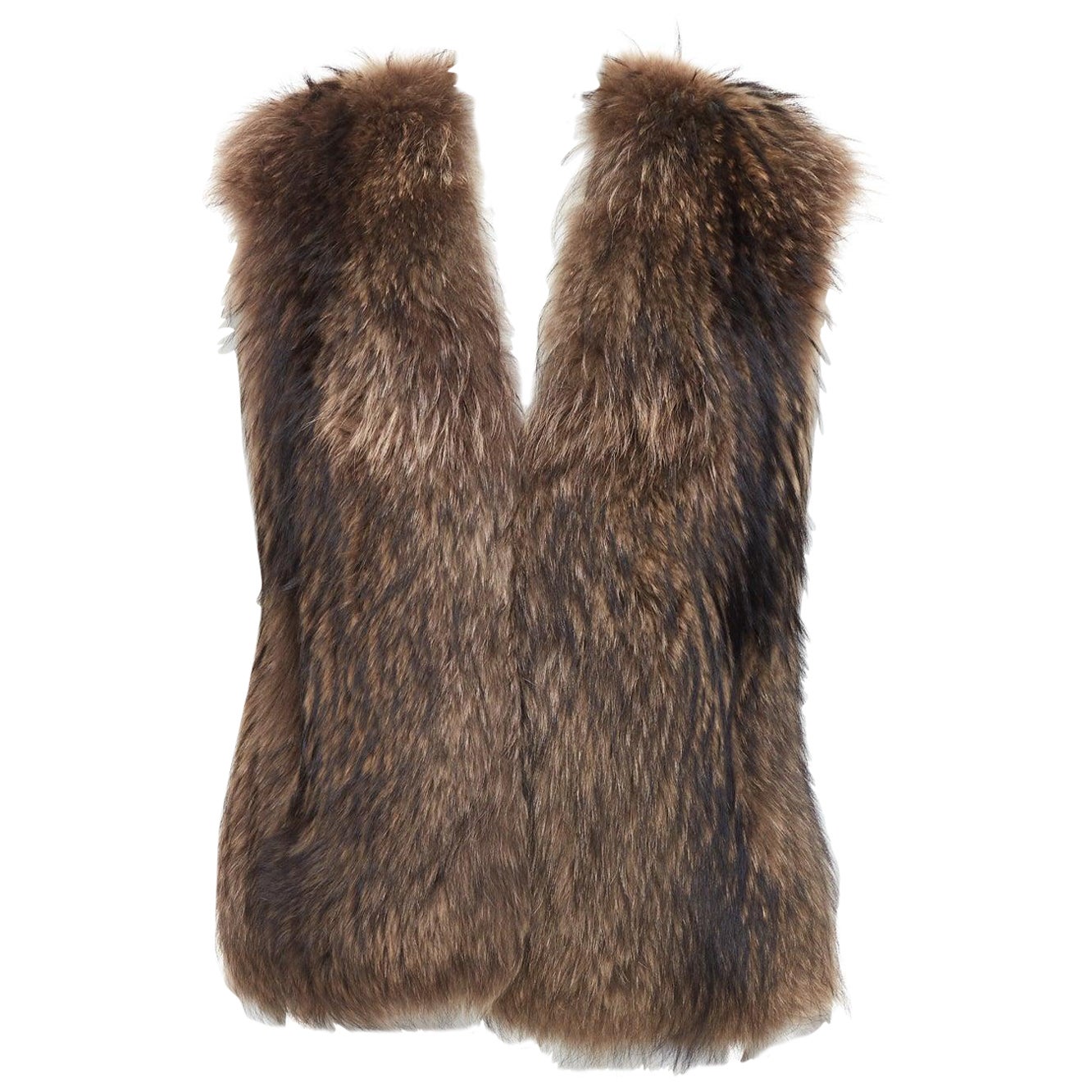 DAMIR DOMA brown genuine fur sleeveless vest coat M For Sale