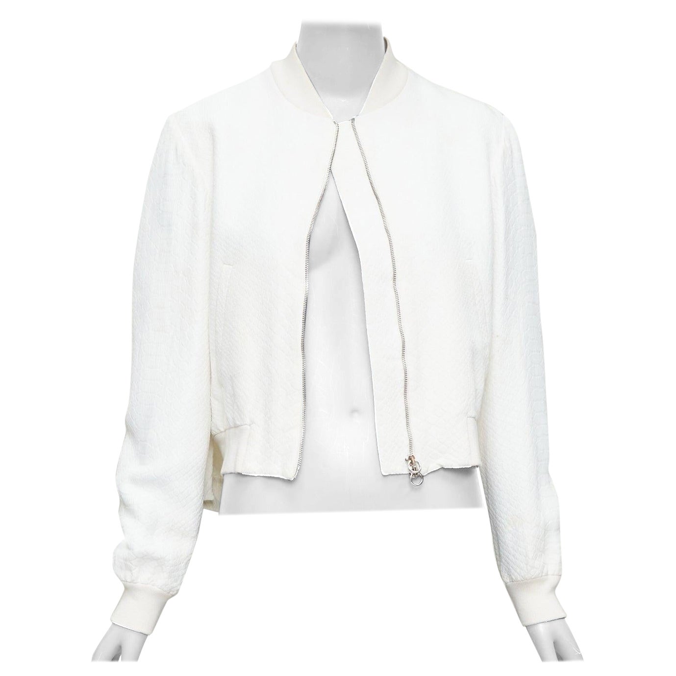 STELLA MCCARTNEY 2013 bomber cropped in jacquard a squame bianche IT40 S.