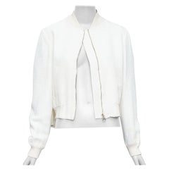 STELLA MCCARTNEY 2013 Weißer, schräg geschnittener Bomber aus Jacquard IT40 S