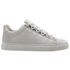 BALENCIAGA DEMNA Arena Pyrite Grey grained leather low top sneakers EU41 US8