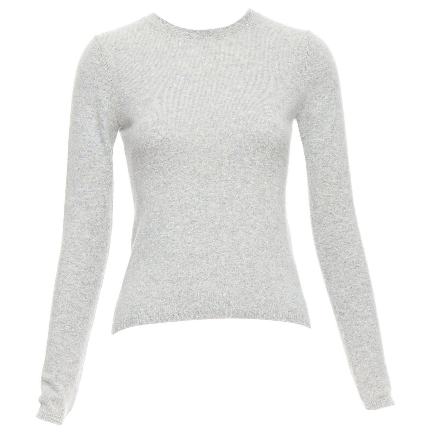 Pull col ras du cou THEORY 100 % cachemire gris à manches longues XS