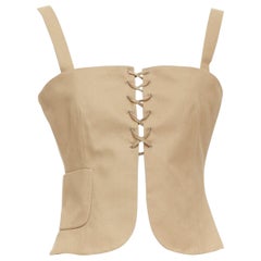 rare MIU MIU 1998 Runway Vintage khaki lace up bustier camisole top