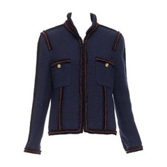 CHANEL 09A Ruway Paris Moscow Runway navy tweed imperial button officer jacket