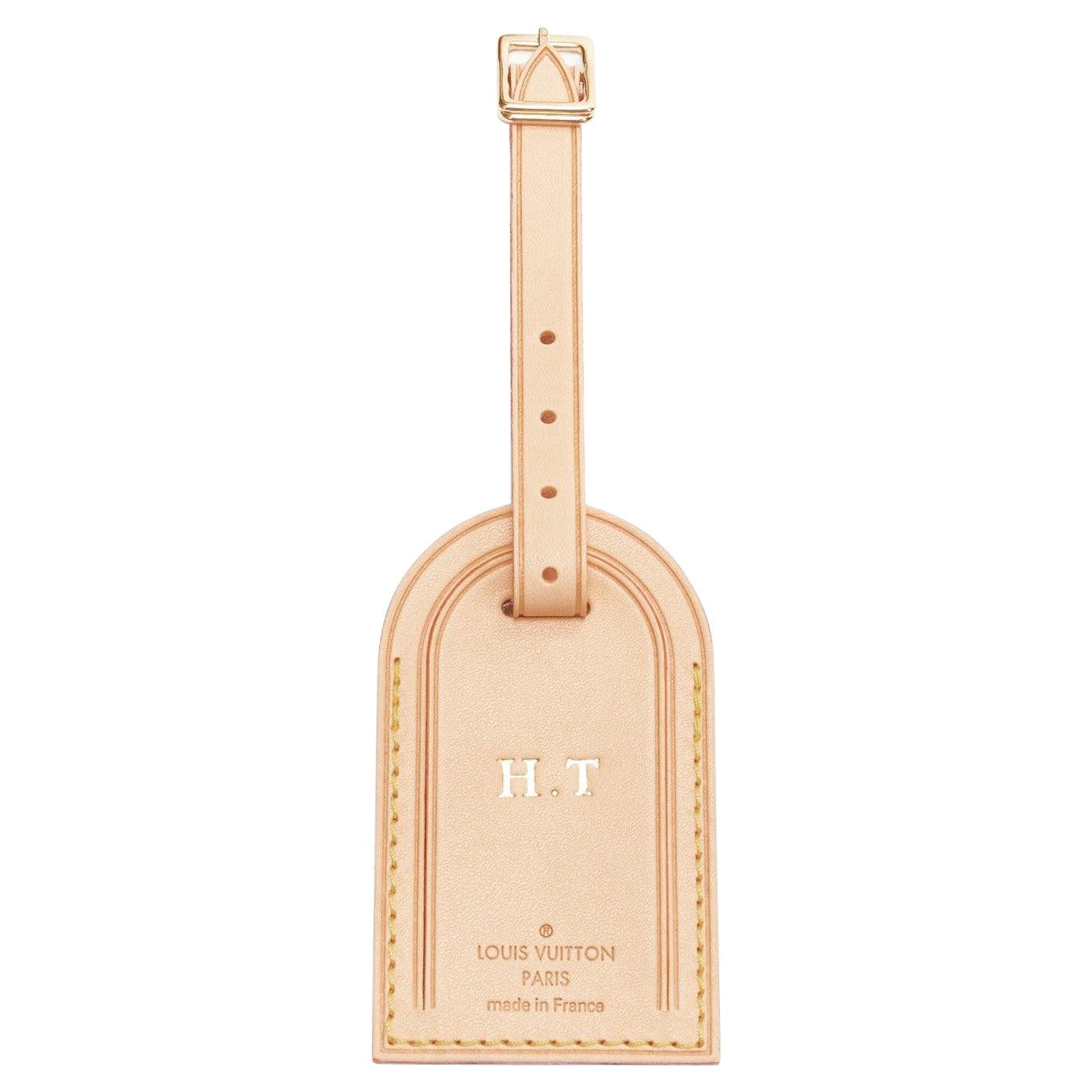 LOUIS VUITTON Vachetta leather gold HT foil stamp luggage tag For Sale