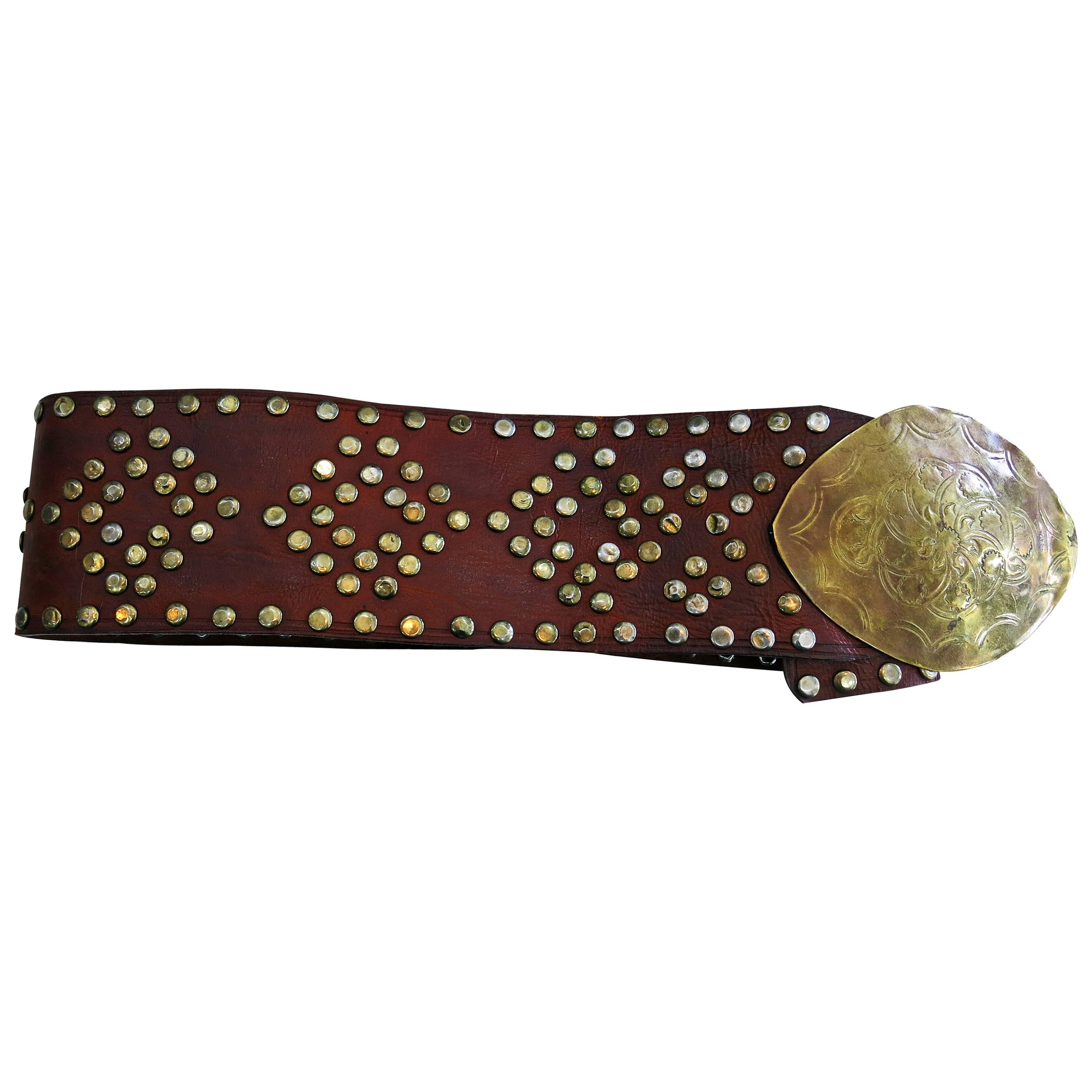 Laise Adzer Moroccan Leather Studded Belt For Sale
