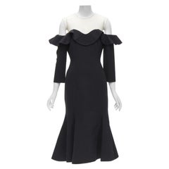 OSCAR DE LA RENTA 2018 - Robe à empiècements transparents et à volants avec jupe cannelée sur l'épaule US6 S