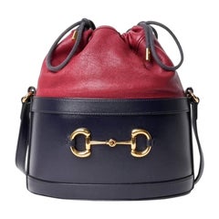 Borsa a Tracolla Gucci Horsebit 1955 Secchiello Medium Blu