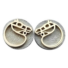 Hermès Horse Cufflinks Silver Vermeil Gaetan de Percin Equestrian Theme Texas