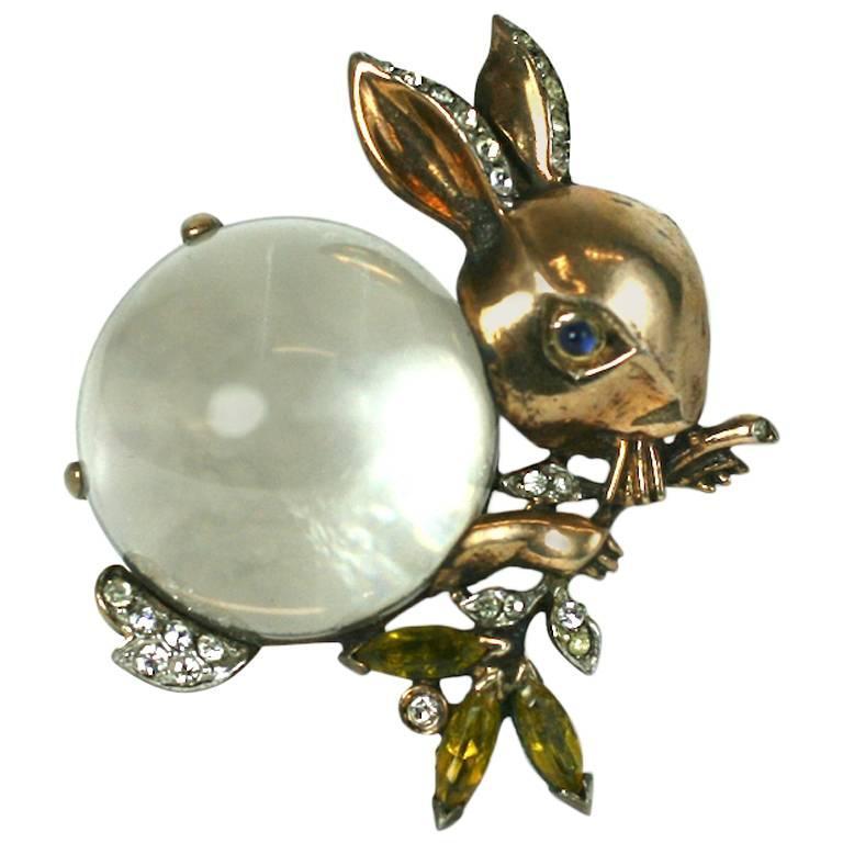 Trifari Alfred Philippe Jelly Belly Rabbit Brooch For Sale at 1stdibs