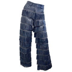 Gianni Versace Fall 1992 Bondage S&M Collection Runway Leather Fringe 92 Pants