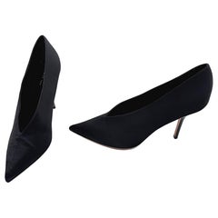 Chaussures à talons hauts Celine Phoebe Philo automne 2016 38,5 col V en soie noire à bout pointu