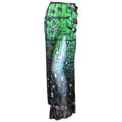 Jean Paul Gaultier Cameo Print Long Wrap Skirt with Patent Leather Trim 6