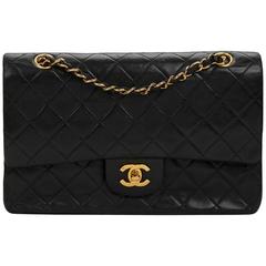 1990s Chanel Black Quilted Lambskin Vintage Medium Classic Double Flap Bag 3