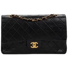 1990s Chanel Black Quilted Lambskin Vintage Medium Classic Double Flap Bag 9