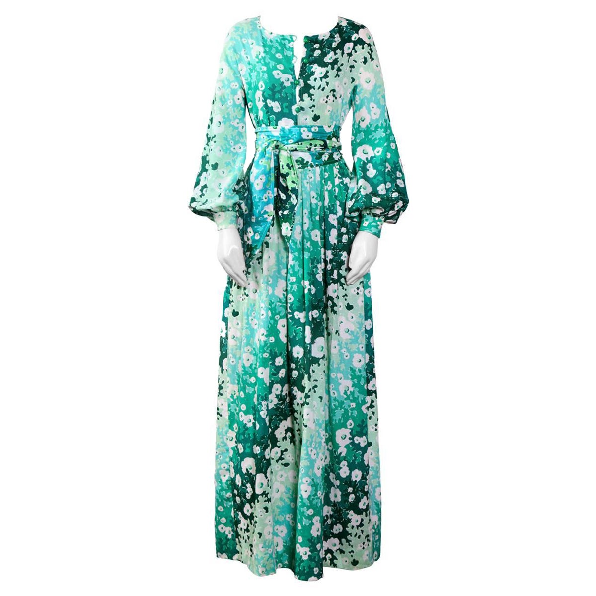 Balenciaga vintage 1970s boho spring summer cotton maxi dress For Sale