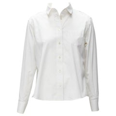 SACAI camicia svasata in cotone bianco con pizzo floreale e bottoni sul retro JP1 S