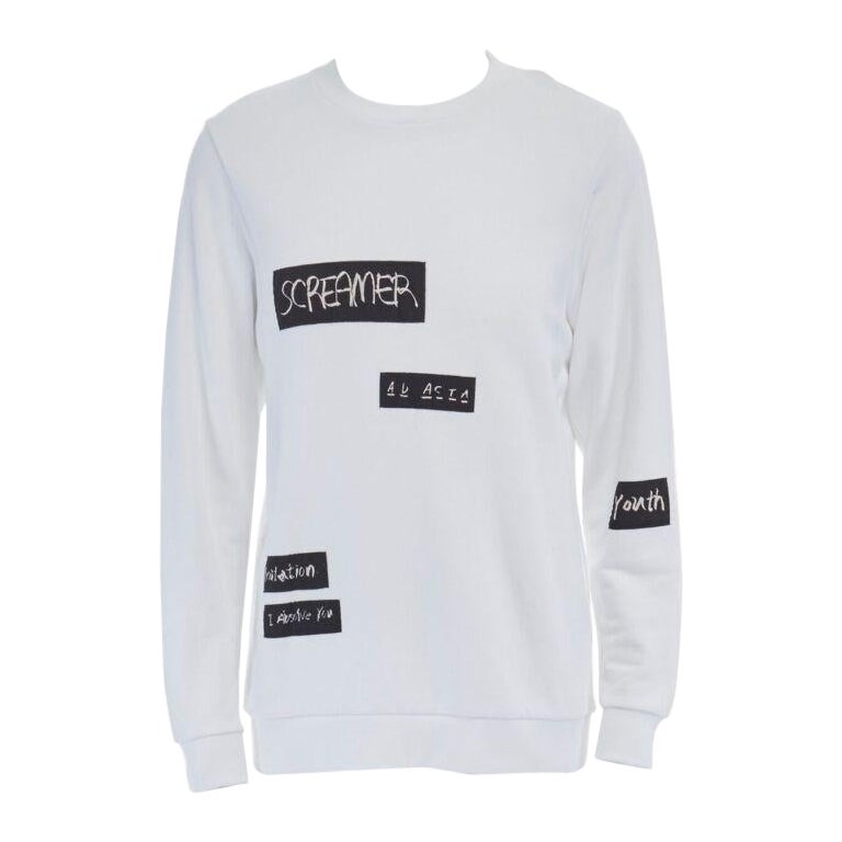 RAF SIMONS X JOYCE 2015 white abstract patchwork cotton sweater pullover top S For Sale