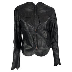 S/S 2006 Maison Martin Margiela Runway Round Black Leather Open Patchwork Jacket