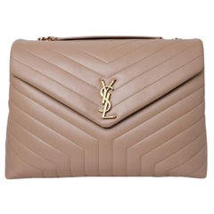 Borsa a Spalla Saint Laurent LouLou Large Trapuntata Beige
