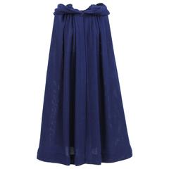1970S Stop Sénès Blue Wool Cape-and-Skirt Enswmble