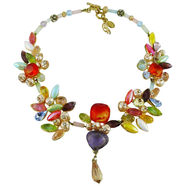 Christian Lacroix Vintage Jewelled Necklace For Sale at 1stdibs