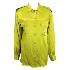 Chanel green satin silk shirt