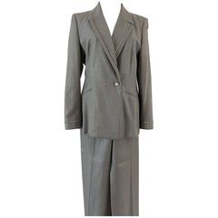 Escada Vintage Suit Rhinestones Blazer Trousers Skirt Wool Silk