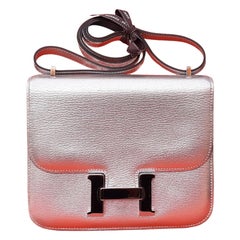 Hermès Mini Constance Metallic Silver Chevre Leather Palladium Hdw 18 cm